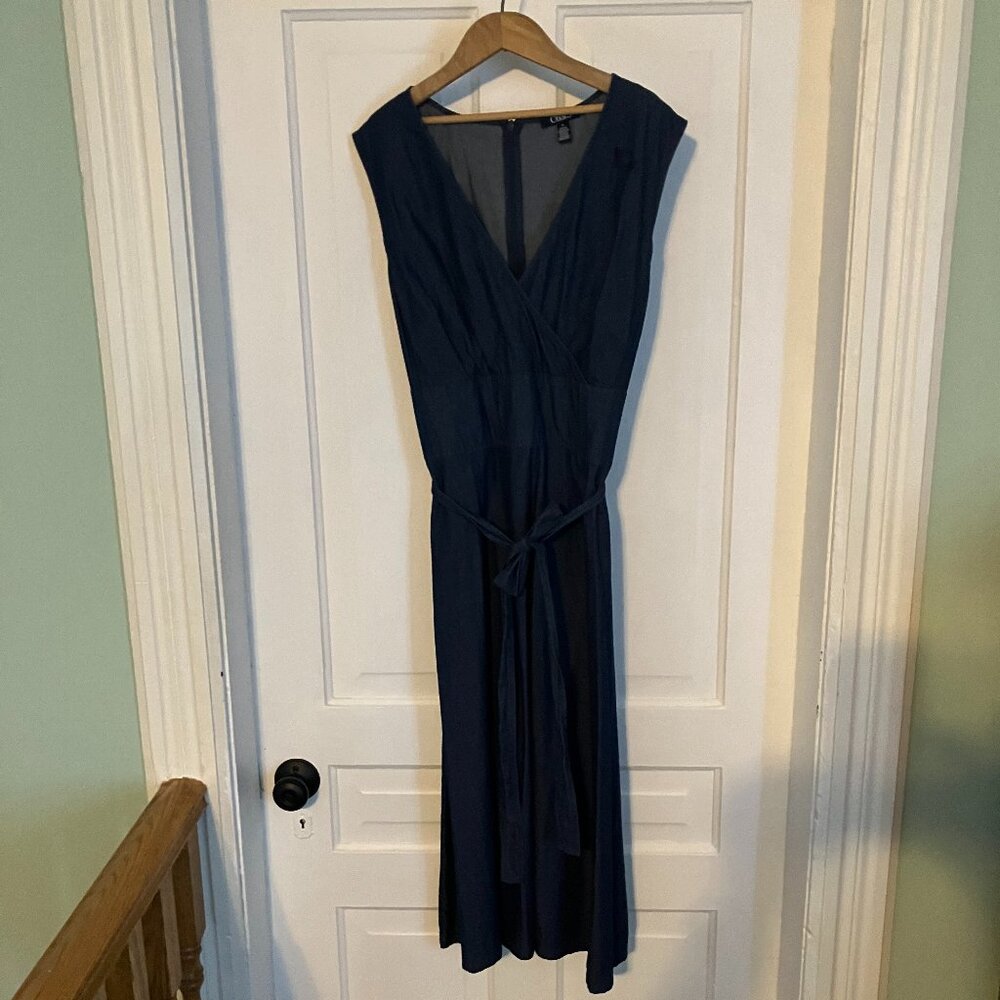 Sleeveless Waist Defining Chambray Dress